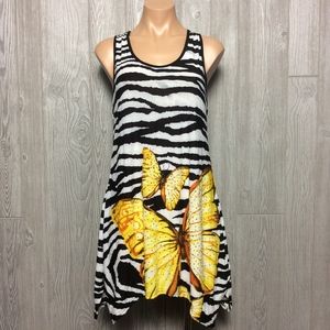 New Yellow Butterfly Tank Top M XL